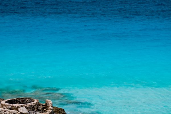 A view into the Caribbean along the coast of Mexico's Yucatán Peninsula, near Isla Mujeres and Cancun.