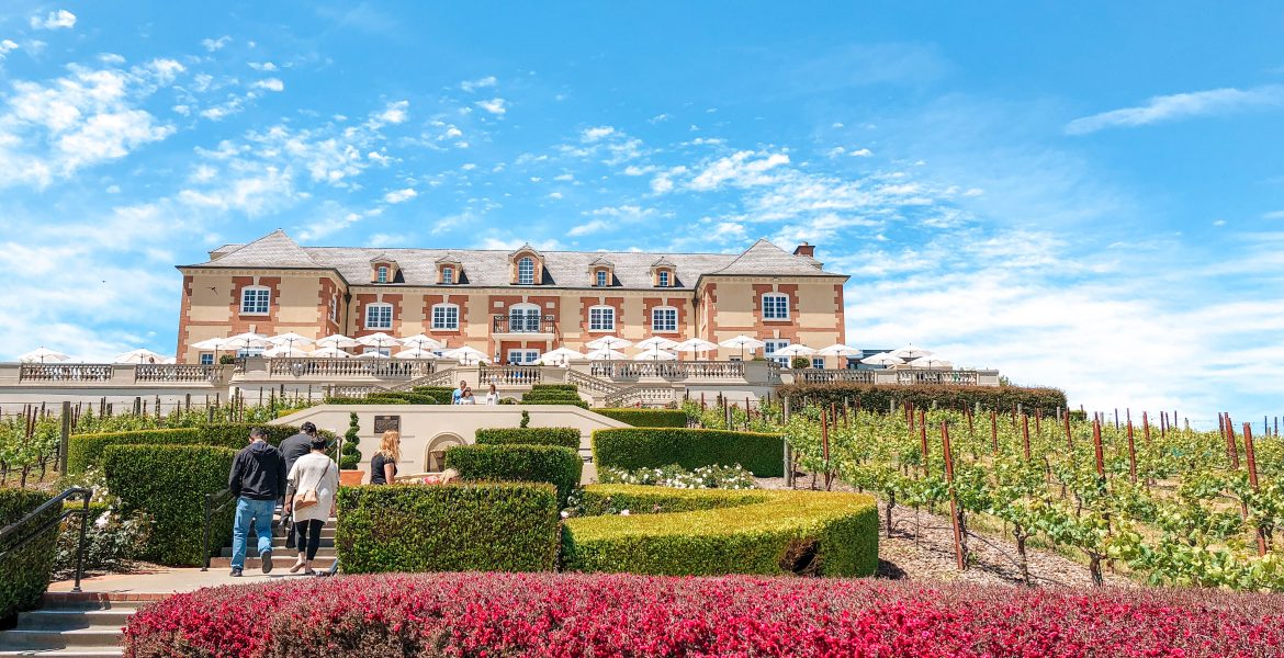 Wine Tasting Experience - Napa Valley Wine Tours. The iconic Domaine Carneros Château and Vineyards in Napa Valley, California.