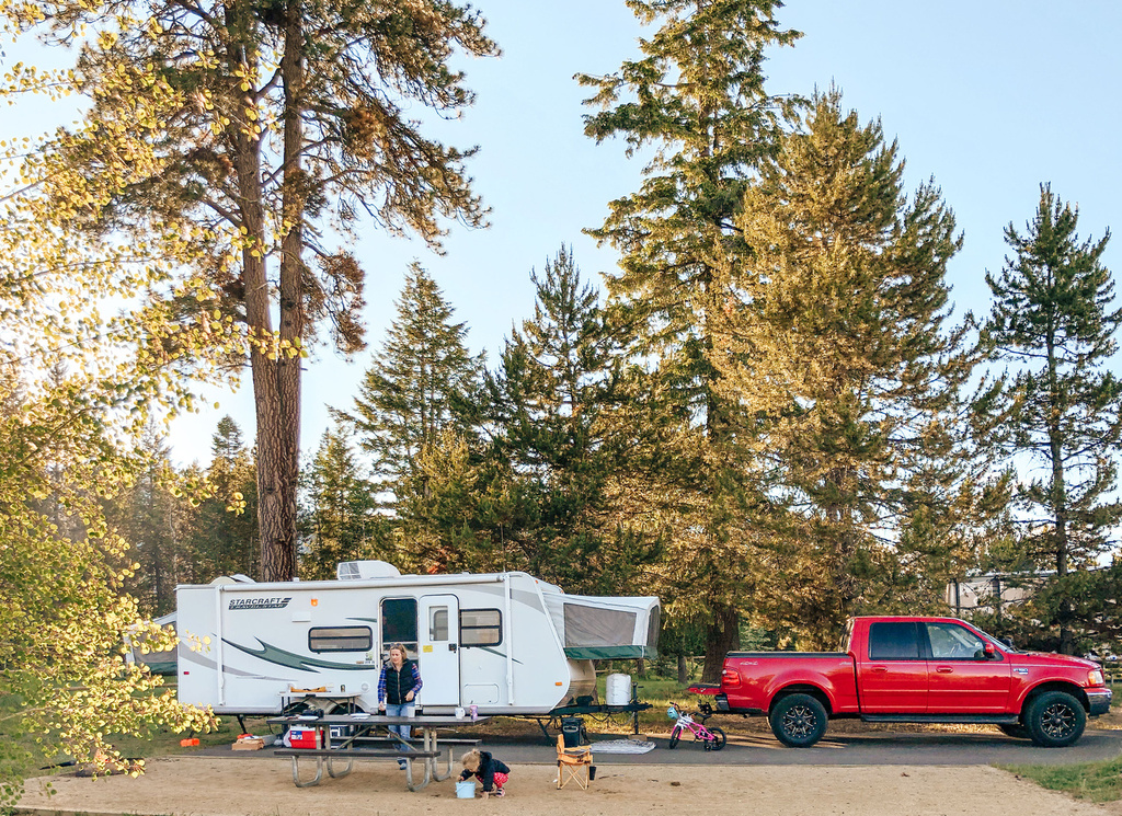 Trailer camping at Cascade Lake State Park, Poison Creek Campground